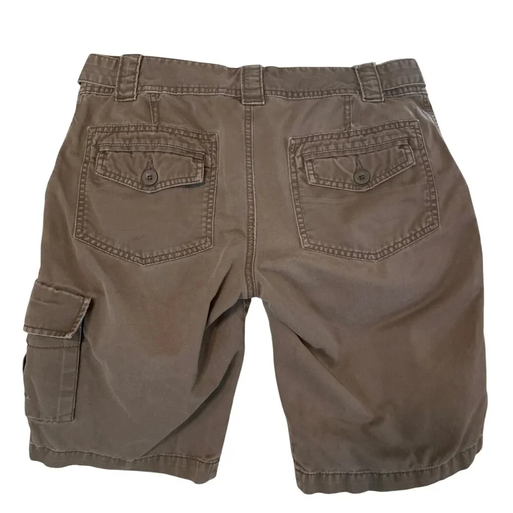 VTG Y2K Women's Cargo Shorts Mid Rise Brown Sz 34‎ Casual Pockets